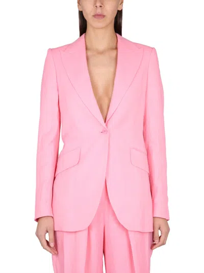 Stella Mccartney Viscose And Linen Single-breasted Blazer In Pink