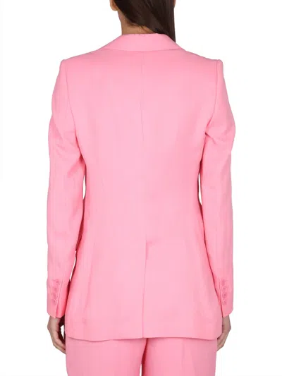 Stella Mccartney Viscose And Linen Single-breasted Blazer In Pink