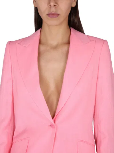 Stella Mccartney Viscose And Linen Single-breasted Blazer In Pink