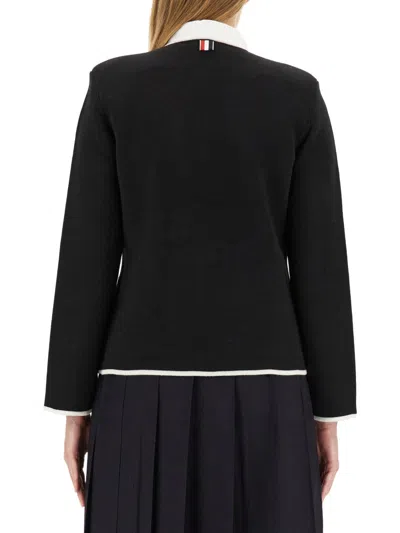 Thom Browne Single-breasted Collarless Jacket In Blue