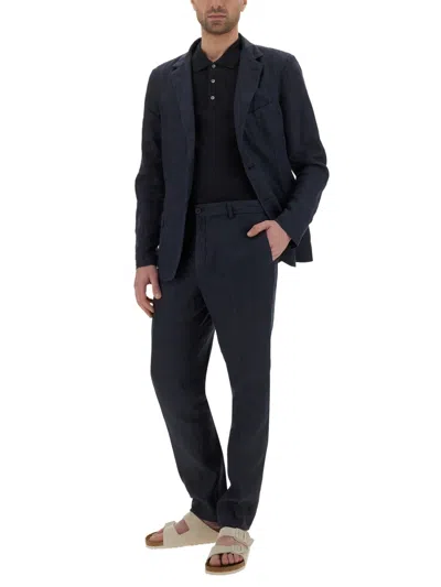 120% Lino Single Breasted Dress In Blue