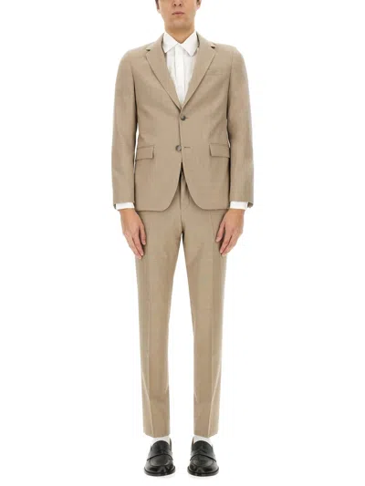 Hugo Boss Single Button Suit With Chest And Flap Pockets In White