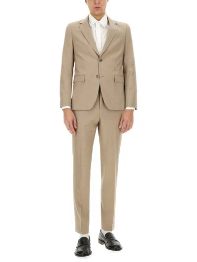 Hugo Boss Single Button Suit With Chest And Flap Pockets In White