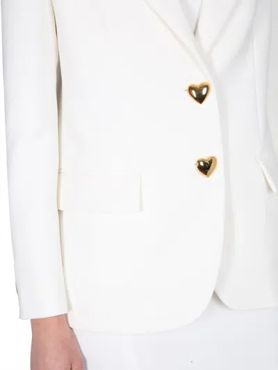 Moschino Heart Button Jacket With Notched Lapels In White