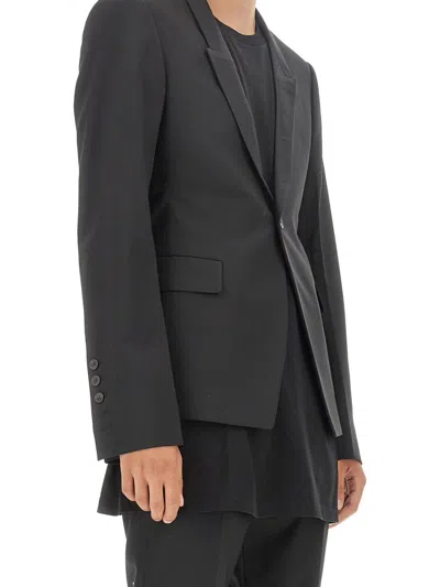 Rick Owens Single-breasted Virgin Wool Blend Blazer In Gray