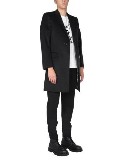 Dolce & Gabbana Single-breasted Velours Coat In Black