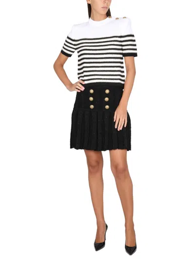 Balmain Skirt With Buttons In Black