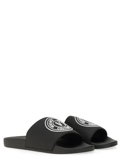 Versace Jeans Couture V-emblem Rubber Slide Sandals