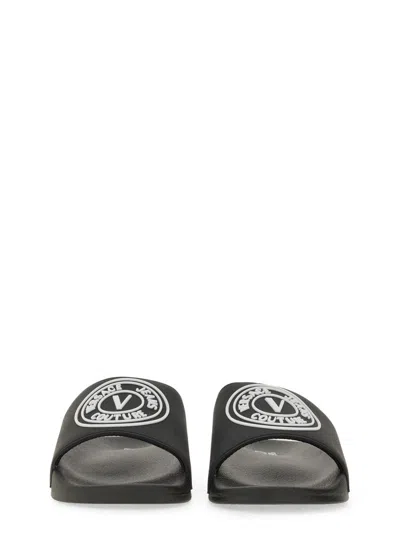 Versace Jeans Couture V-emblem Rubber Slide Sandals