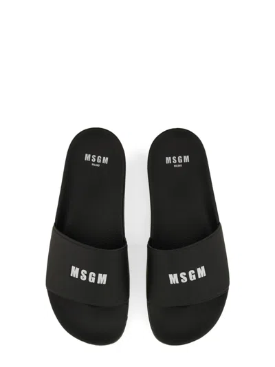 Msgm Slide Sandal With Logo