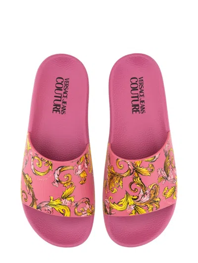 Versace Jeans Couture Slide Sandal With Logo