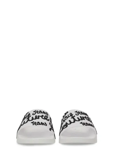 Versace Jeans Couture Slide Sandal With Logo In White