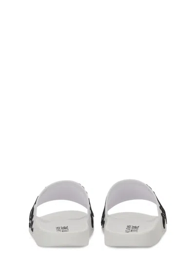 Versace Jeans Couture Slide Sandal With Logo In White