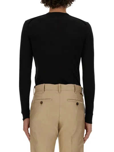 Tom Ford Long-sleeved Henley Top With Buttoned Placket And Fitted Silhouette In Black