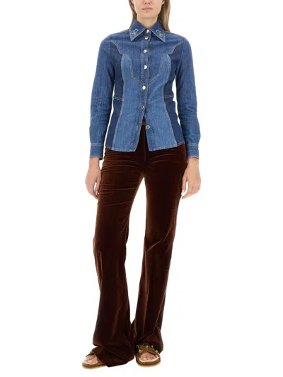 Etro Blue Cotton Shirt In Blue