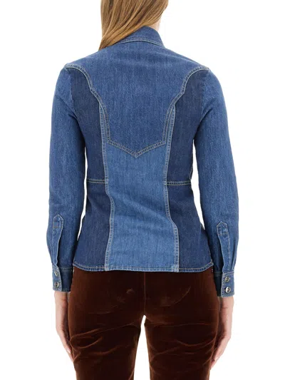 Etro Blue Cotton Shirt In Blue