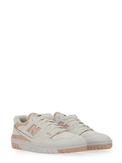 New Balance 550' White And Light Pink Low Top Sneakers With Logo In Leather