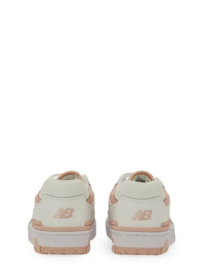 New Balance 550' White And Light Pink Low Top Sneakers With Logo In Leather
