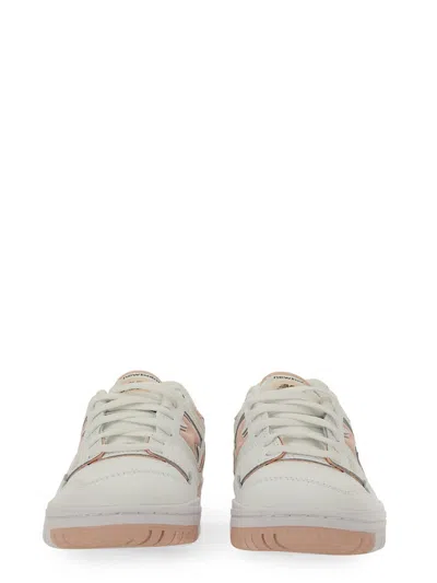 New Balance 550' White And Light Pink Low Top Sneakers With Logo In Leather