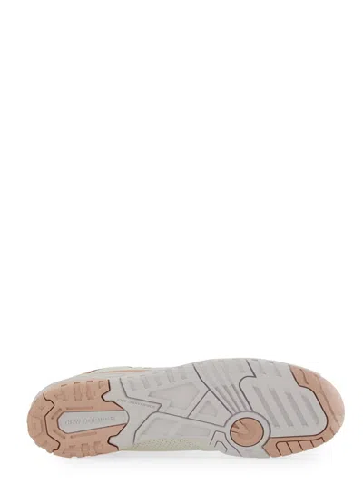 New Balance 550' White And Light Pink Low Top Sneakers With Logo In Leather