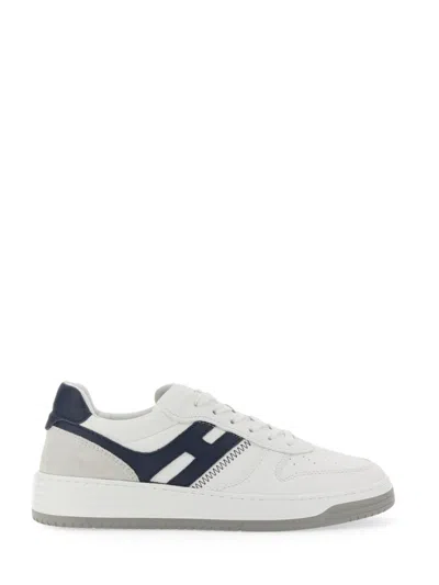 Hogan H630 Leather Sneakers With Contrasting Monogram In White