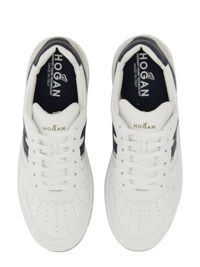 Hogan H630 Leather Sneakers With Contrasting Monogram In White