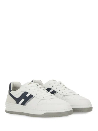 Hogan H630 Leather Sneakers With Contrasting Monogram In White