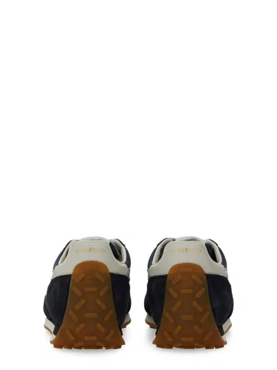 Tom Ford 'mick' Blue Sneakers With Logo Patch On The Tongue And Cotrasting Heel With Logo