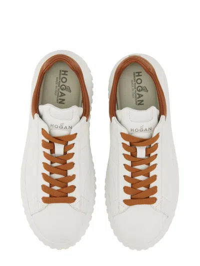 Hogan H-stripes Low-top Leather Sneakers In White