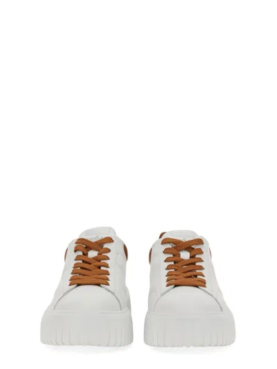 Hogan H-stripes Low-top Leather Sneakers In White