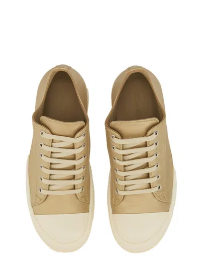 Rick Owens Lamb Leather Low-top Sneakers With Calf Leather Toe Cap