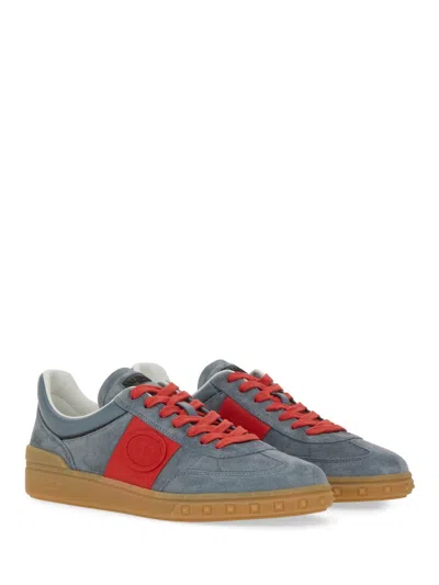 Valentino Garavani Low Top Upvillage Sneaker In Split And Nappa Calfskin In Gray