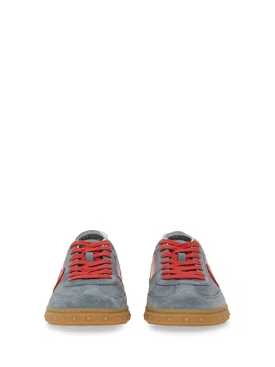 Valentino Garavani Low Top Upvillage Sneaker In Split And Nappa Calfskin In Gray