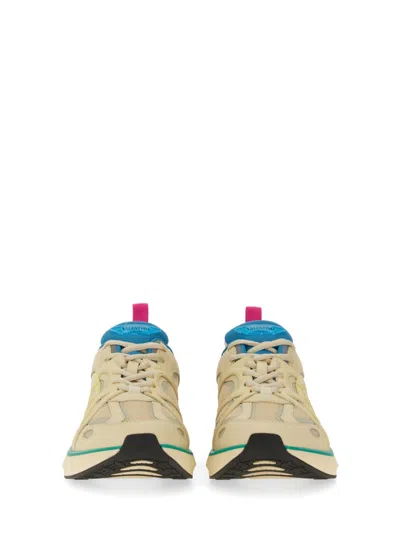 Valentino Garavani Multicolor Leather And Fabric Vlogo Easyjog Sneakers In Nude