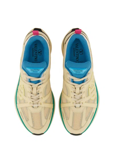 Valentino Garavani Multicolor Leather And Fabric Vlogo Easyjog Sneakers In Nude