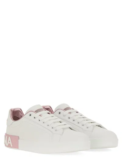 Dolce & Gabbana Portofino Sneakers In Nappa Leather In White