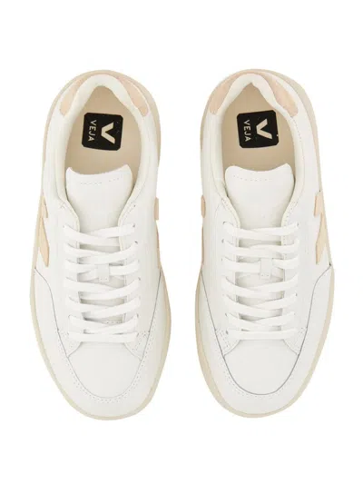 Veja V-12 Leather Sneakers In Neutral