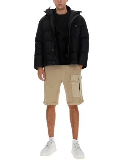 Ten C Hooded Padded Quilted Jacket Pockets