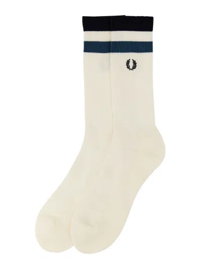 Fred Perry Sock With Logo Embroidery In Neutral