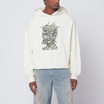Brain Dead Scrambled Head Graphic Hooded Sweatshirt In White