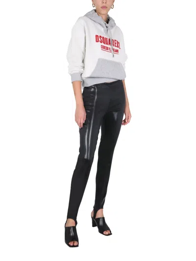Dsquared2 Black Faux Leather Stirrup Leggings In Black