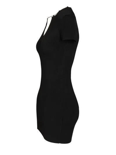 Alexander Wang Ss V-neck Dress With Nameplate Chain Dresses Black In Black