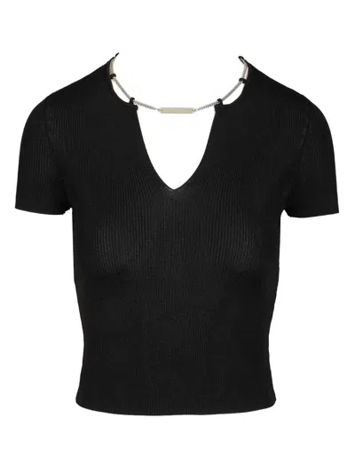 Alexander Wang Ss V-neck Pullover With Nameplate Chain Dresses Black In Black