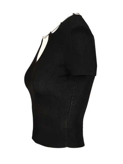 Alexander Wang Ss V-neck Pullover With Nameplate Chain Dresses Black In Black