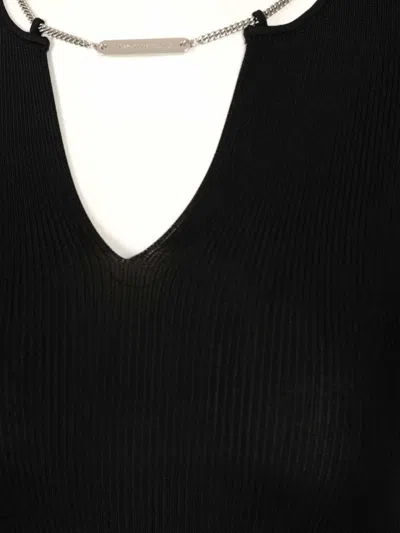 Alexander Wang Ss V-neck Pullover With Nameplate Chain Dresses Black In Black