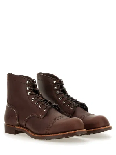 Red Wing Shoes Premium Lace-up Brown Boots For Men With Vibram Sole And Metal Eyelets In Black