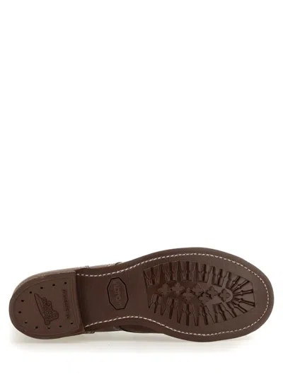 Red Wing Shoes Premium Lace-up Brown Boots For Men With Vibram Sole And Metal Eyelets In Black