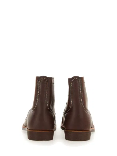 Red Wing Shoes Premium Lace-up Brown Boots For Men With Vibram Sole And Metal Eyelets In Black