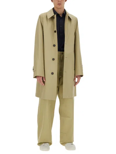 Burberry Cotton Wide Leg Pants With Belt Loops In Green