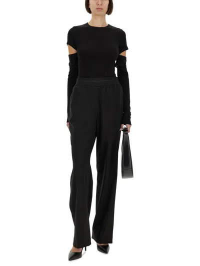 Helmut Lang Tapered Wool Twill Straight Leg Pants In Black